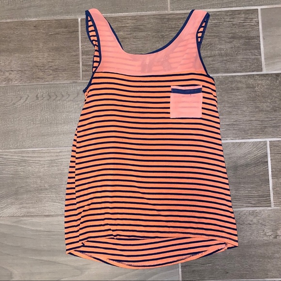 Rue21 Orange & Navy Blue Zip Back Striped Tank Women’s Size Medium - Picture 4 of 8